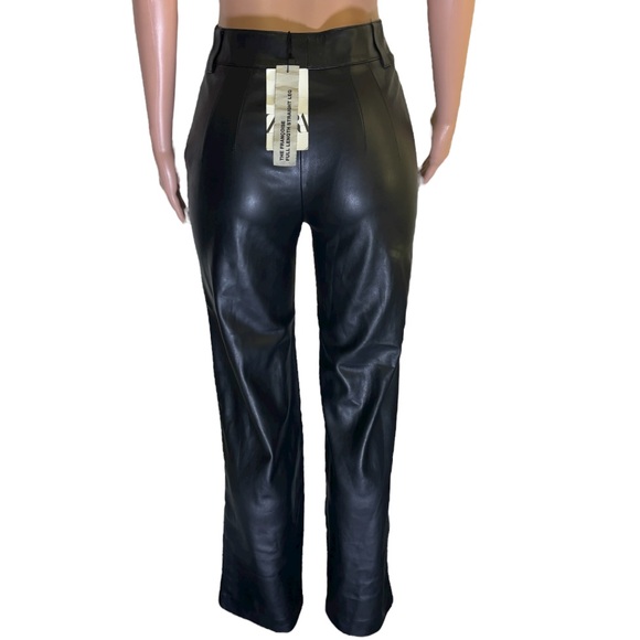 NWT ZARA Women’s Black High-Waisted Leather Pants - Picture 3 of 14